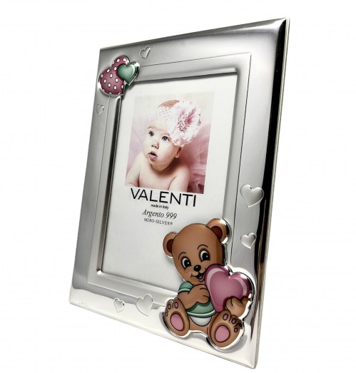 Cornice Argento per Bimba Con Orsetto con Cuore Valenti 73115/3L RA 9X13